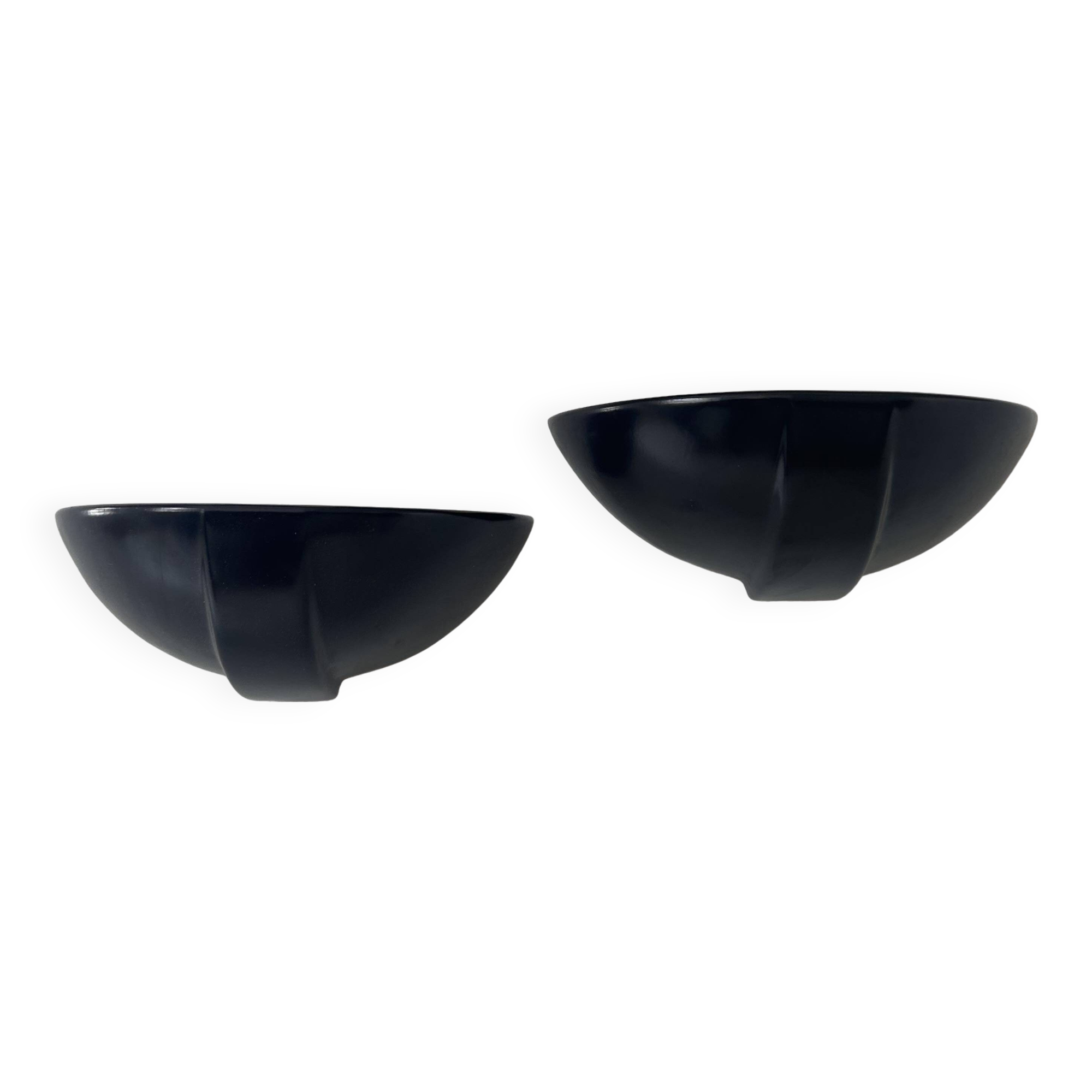 Pair of vintage wall lights, black porcelain, France 1970