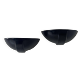 Pair of vintage wall lights, black porcelain, France 1970