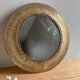 Round hammered brass mirror / vintage openwork