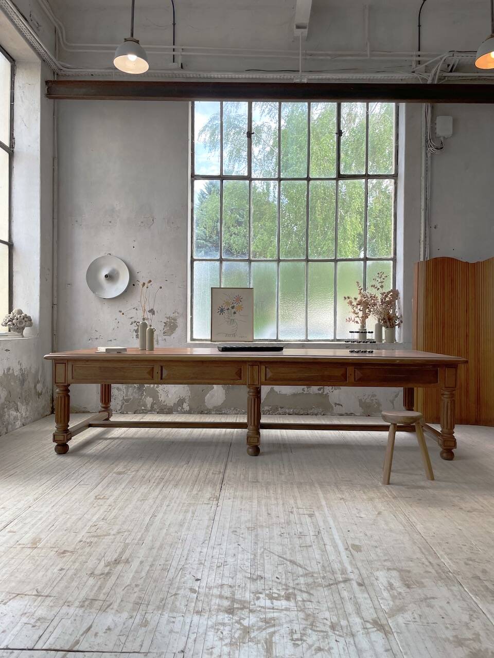 Solid walnut farmhouse castle table 1900 XXL