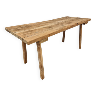 Antique dining table rustic work table chestnut wood 68x170 cm