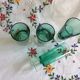 Set de 4 flûtes en verre vert années 70 Luminarc Arcoroc