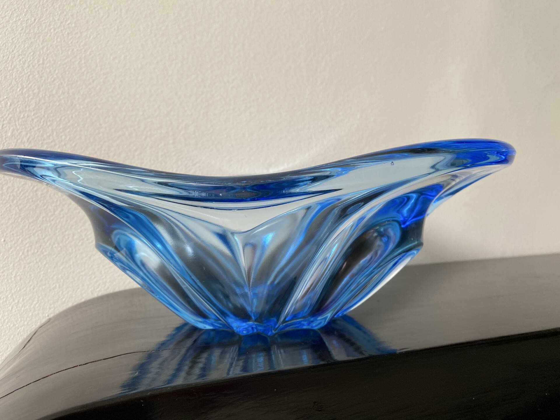 Large light blue Murano fruit bowl