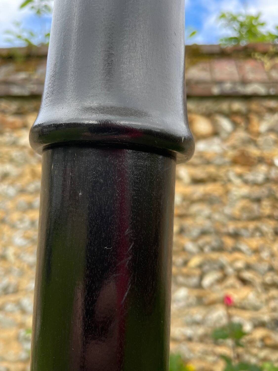 Vintage 1940s blackened wooden floor lamp