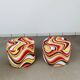 Pair of "psychedelic" fabric poufs from the 70s.