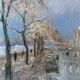 Pastel Painting "Quai de Seine?" Paris signed + frame