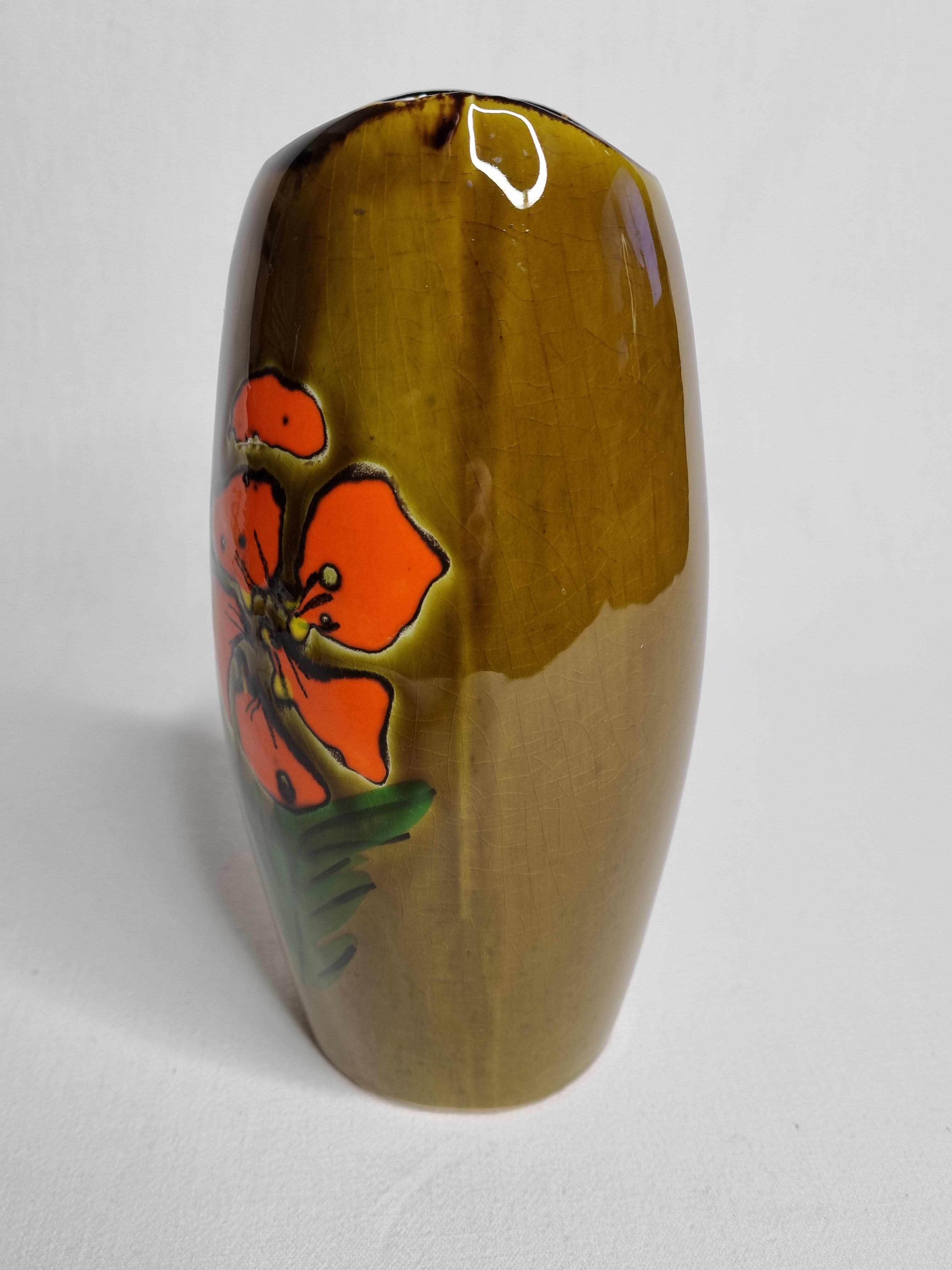 Vintage vase decorated with fruit and flowers hand-painted 20 cm