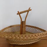 Fruit basket or tray in vintage wicker rattan