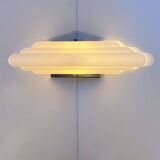 Vintage Murano opal glass corner wall lamp, by Vetri Italy 1970