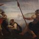 Antique Italian painting Moses saved from the waters from the 18th century