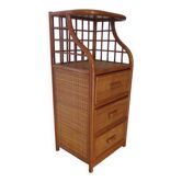 Vintage - meuble d'appoint - commode - chiffonnier en rotin tressé - bois - bambou -années 80