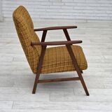 1960s, Danish armchair, furniture wool fabric, teak wood, oak wood.