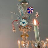 Lustre rezzonico en verre coloré de Murano 6 bras de lumière