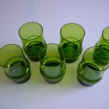 Lot de 6 verres vert vintage 1970 années 70