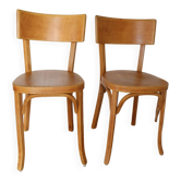 2 Baumann wide back chairs N°30 light beech