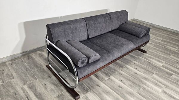 Canapé Bauhaus chromé par Robert Slezak pour les usines Slezak, années 1930