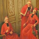 Tableau à l'huile ancien signé – Cardinaux dans un cadre luxueux, XIXe siècle