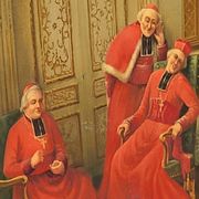 Signed Antique French Oil Painting – Cardinals in Luxurious Setting, 19th C