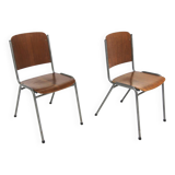 Set of 2 Scandinavian chairs in teak and metal, Sweden, 1960