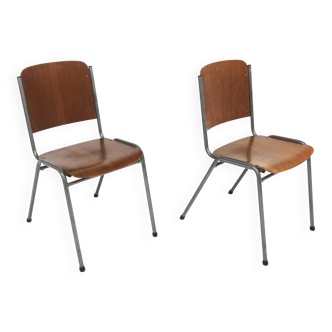 Set of 2 Scandinavian chairs in teak and metal, Sweden, 1960