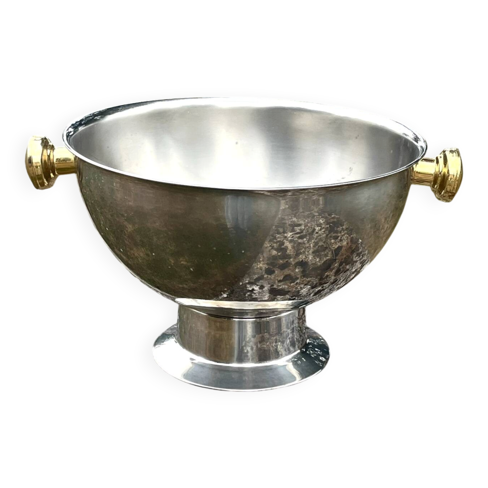 Large Aluminium Champagne Ice Bucket with Gold Tone Handles