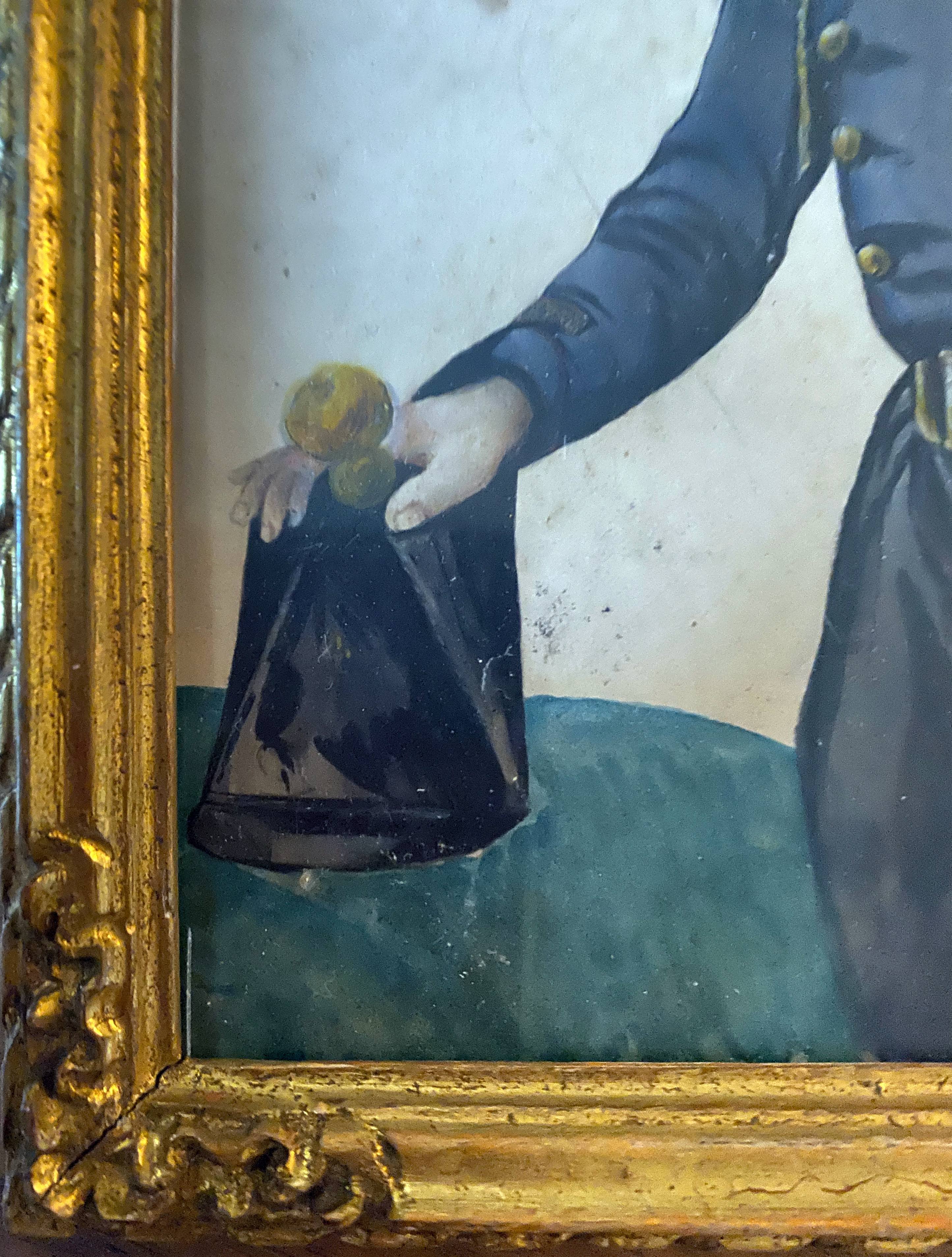 Paintings during enhanced processes watercolor family portrait XIX° + frame