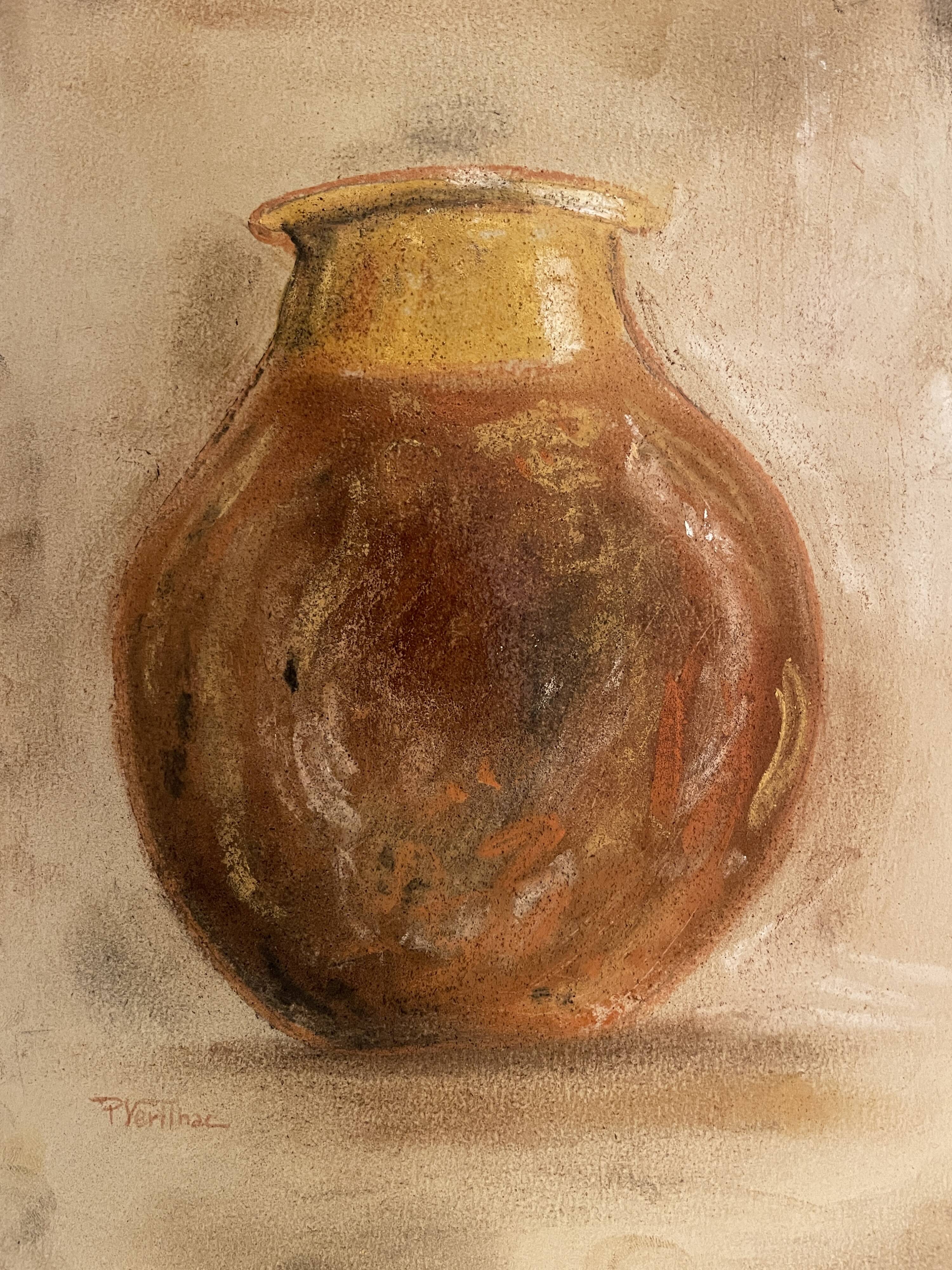 Painting signed pastel still life “Provençal jar”