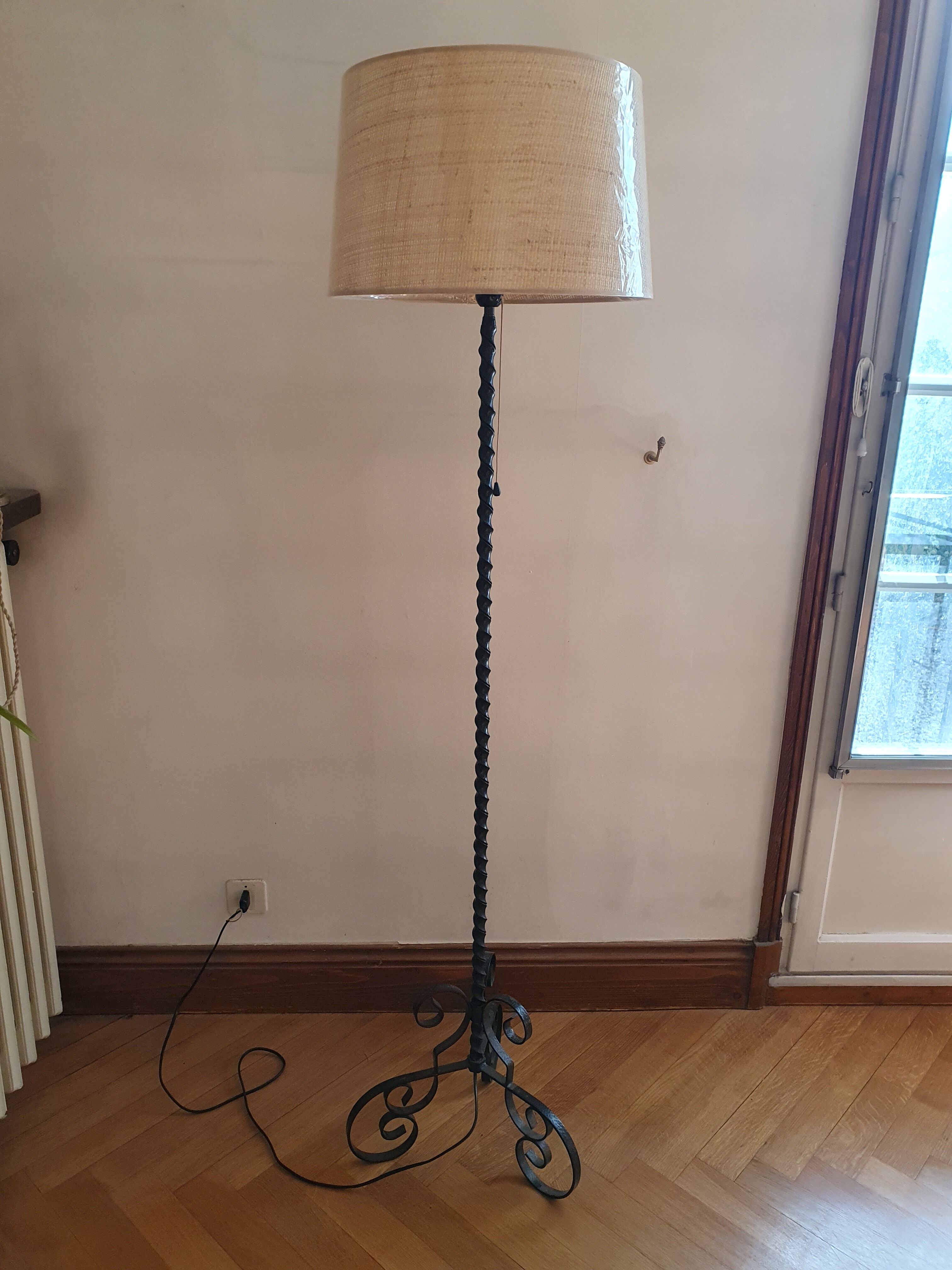 Floor lamp wrought iron ironwork art 60s