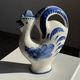 Vintage white ceramic carafe with blue Gjel-style decoration, USSR.