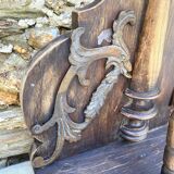 Large wall shelf with 2 wooden and brass shelves.