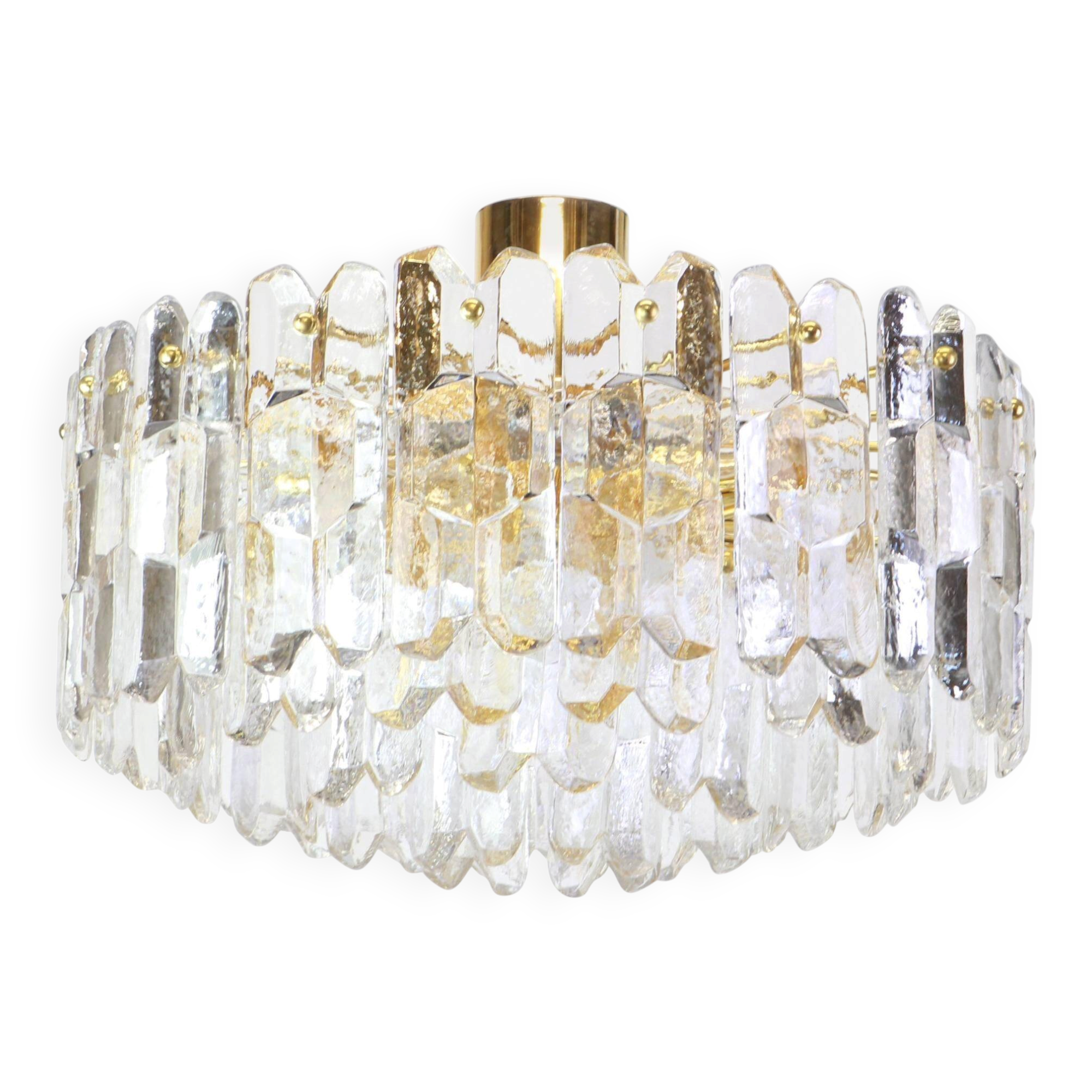 Superb brass and Murano glass light fixture Palazzo, Kalmar, Austria, 1970.
