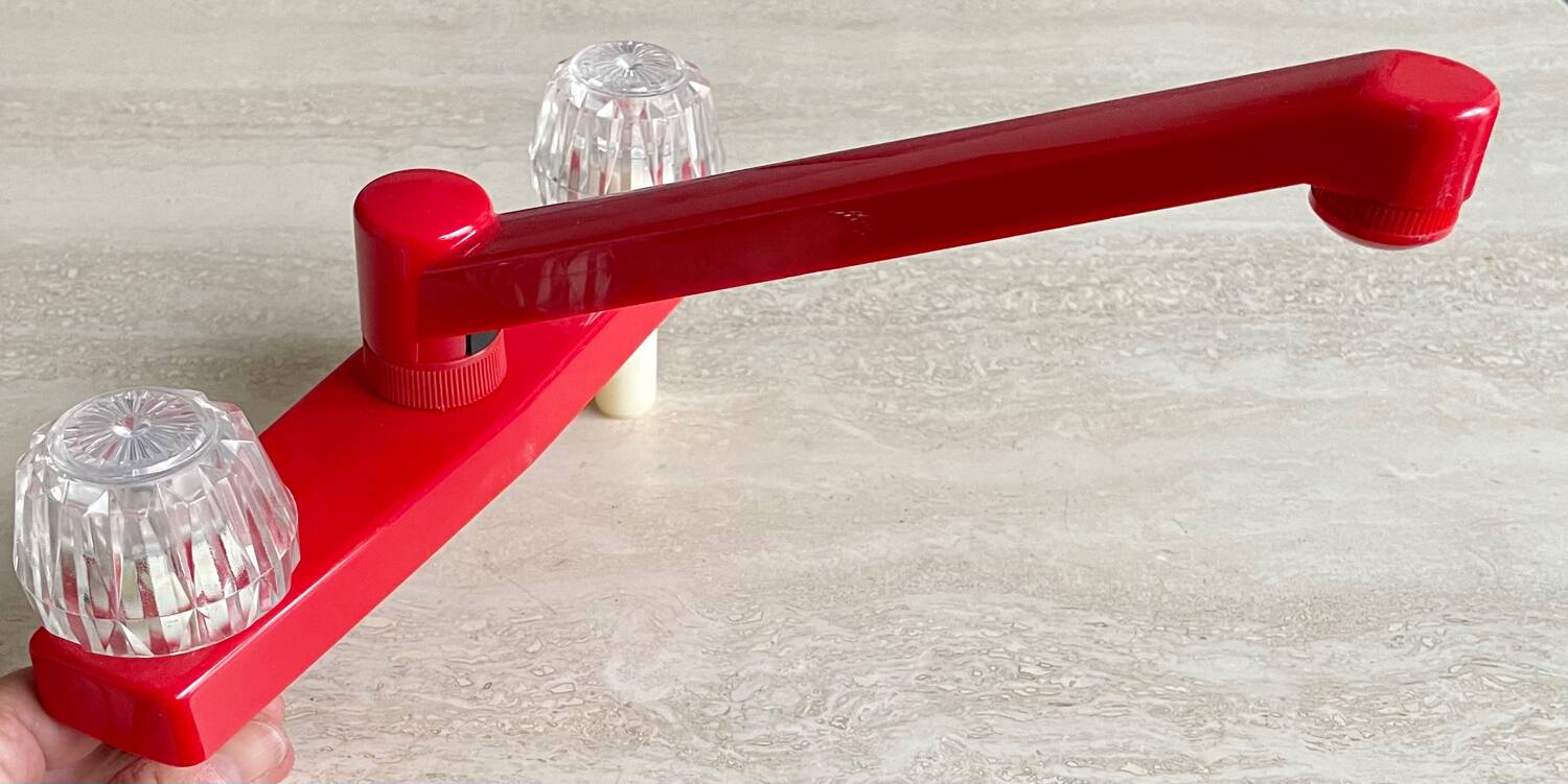 Red vintage faucet