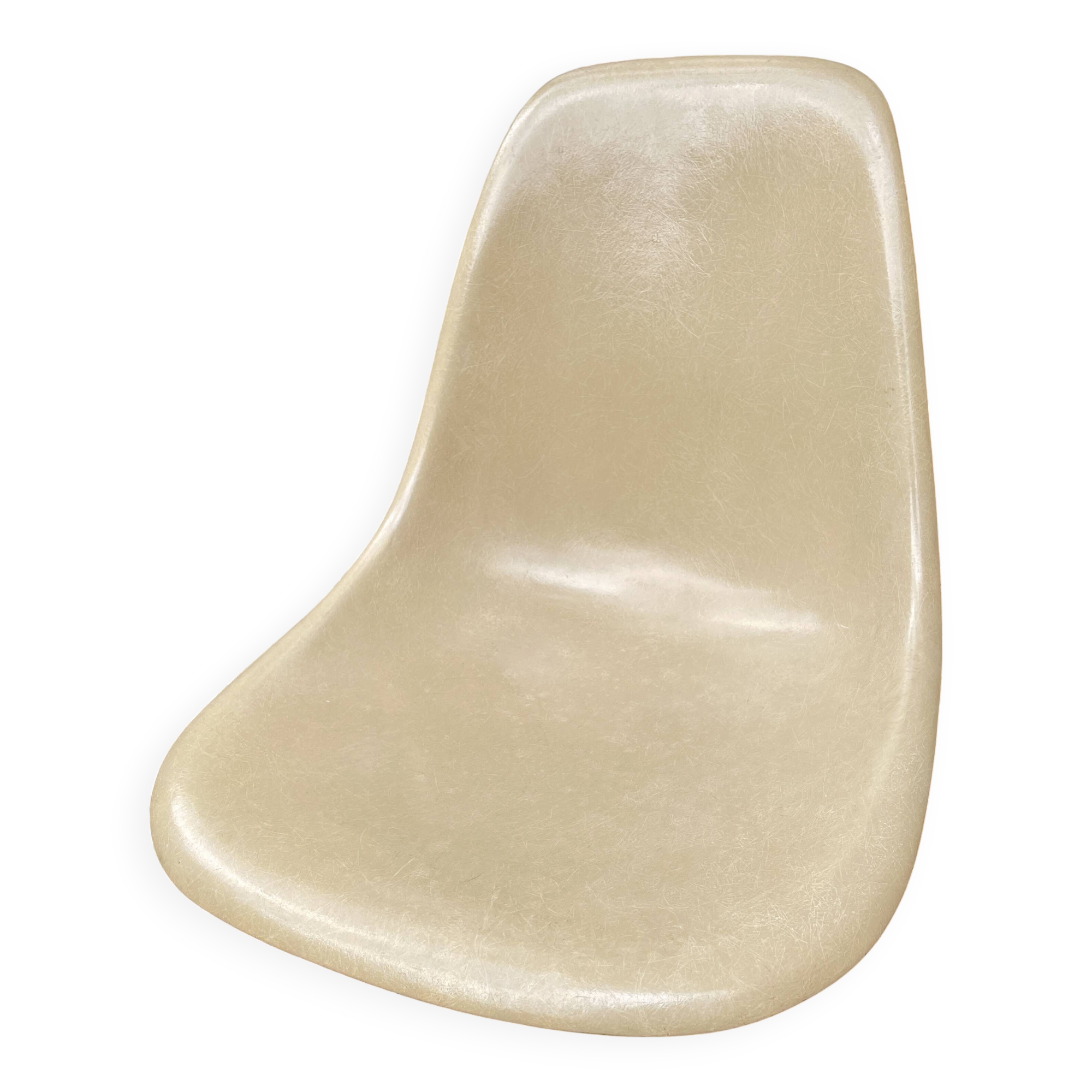 Shell Beige Fiberglass Side Chair Eames Vintage by Herman Miller
