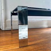 Table basse rectangulaire Italienne en verre fumé vintage 1970