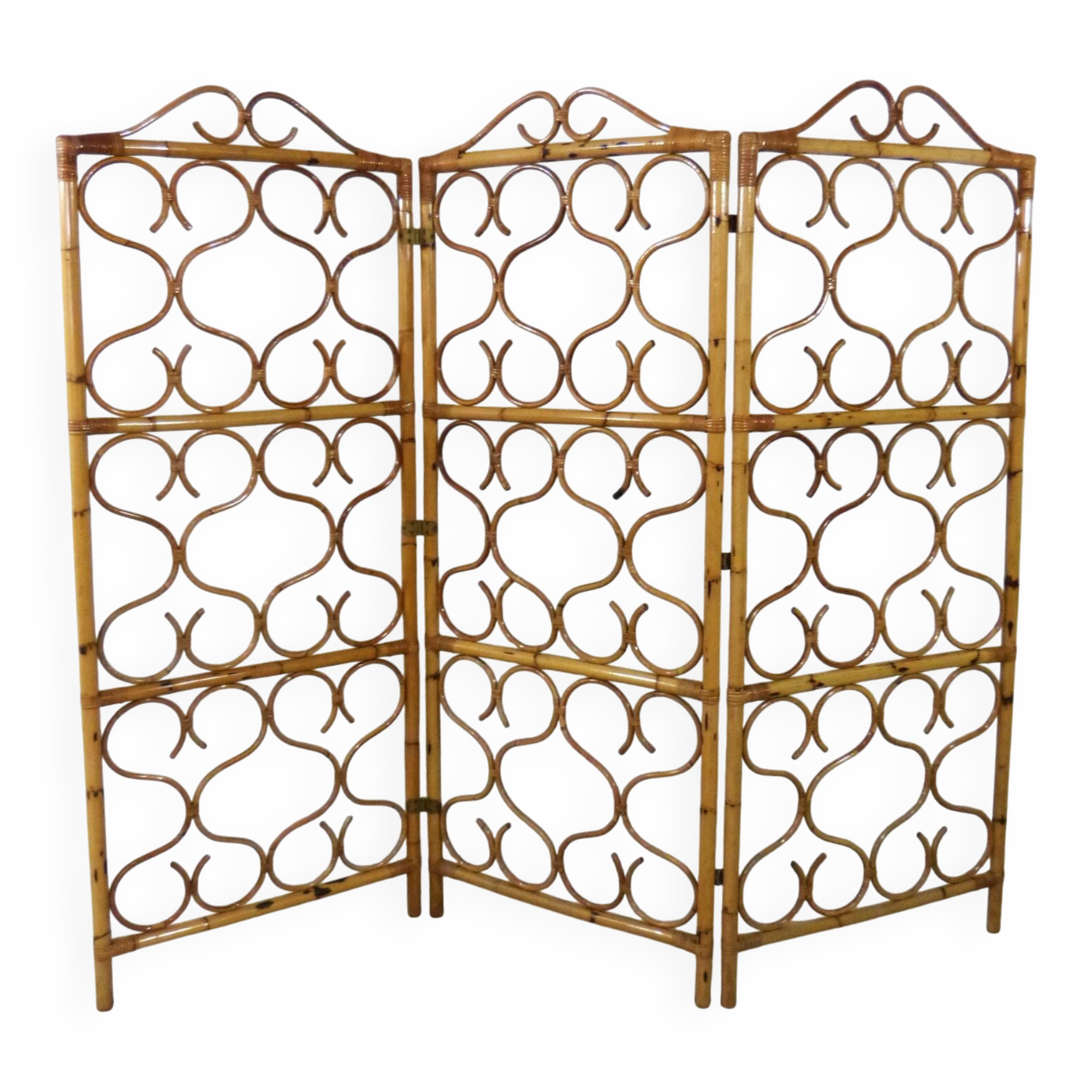 Rattan roomdivider folding screen Italy 1960’s