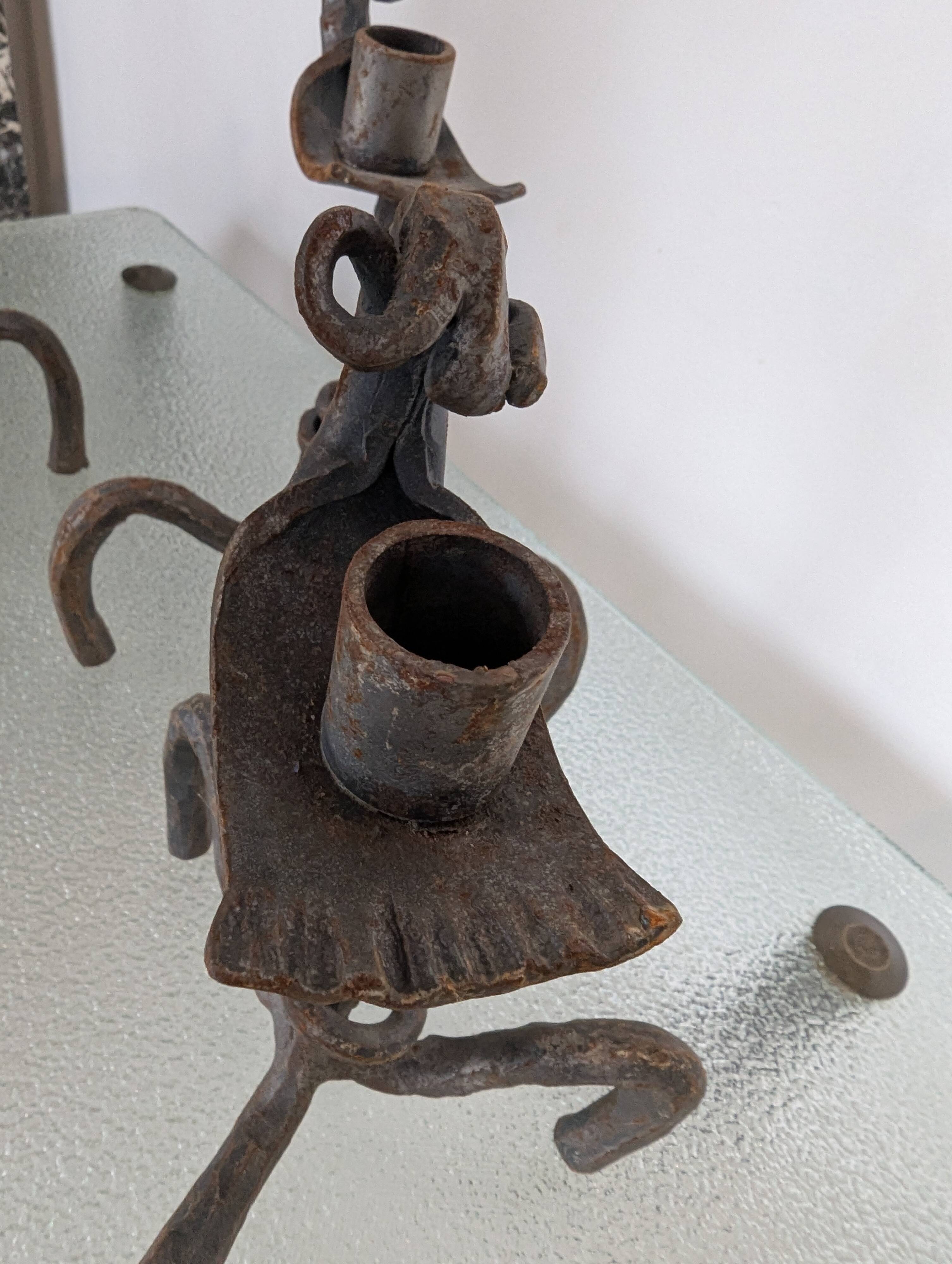 Set of 3 wrought iron candle holders