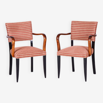 Restored Pair of Art Deco Armchairs, Jules Leleu, Beech, Walnut, France, 1920s