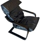 Black leather relax armchair from the 70s