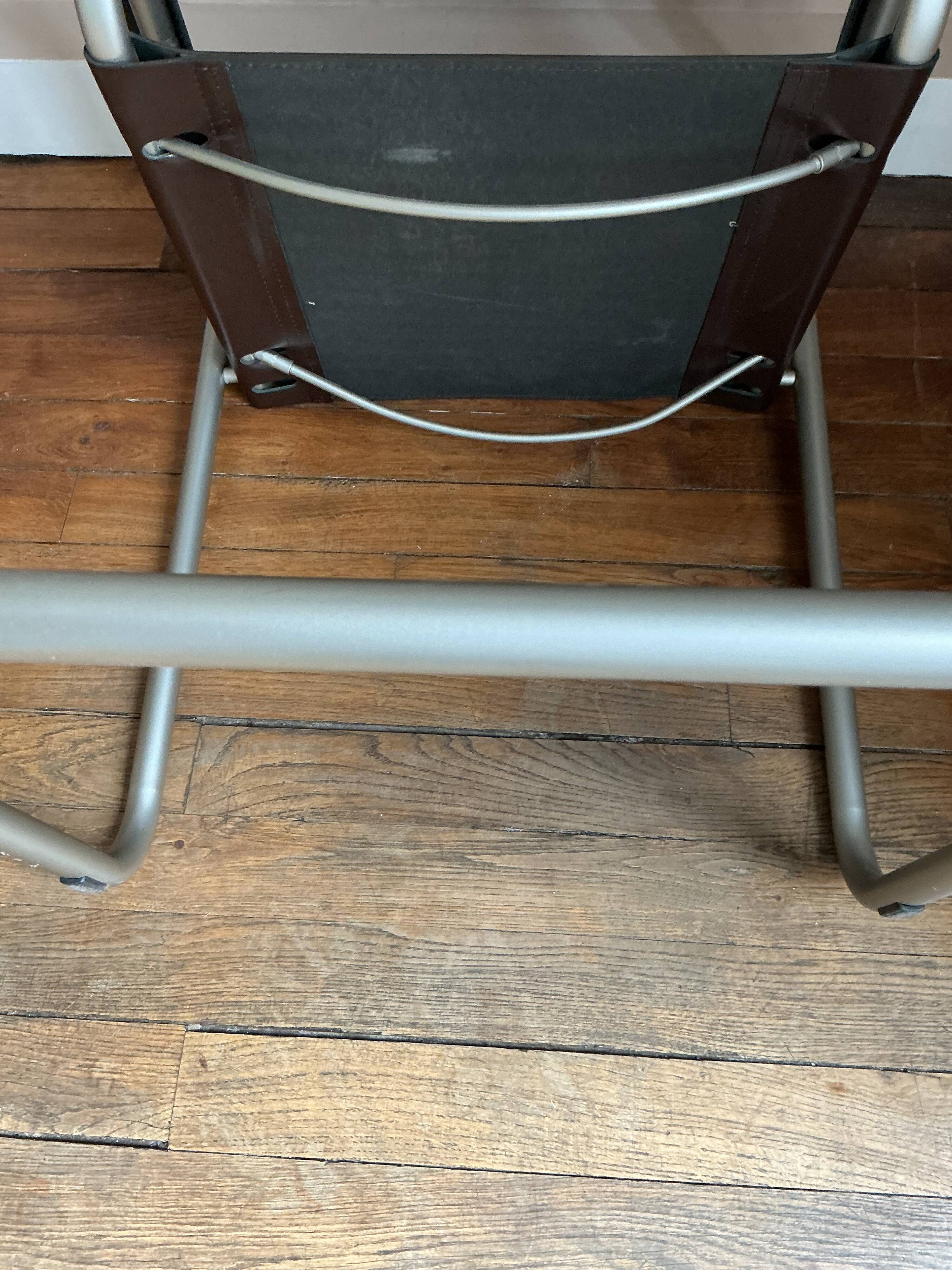 Metal and leather armchair, Marcel Breuer style.