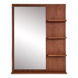 Scandinavian wooden mirror with integrated shelves