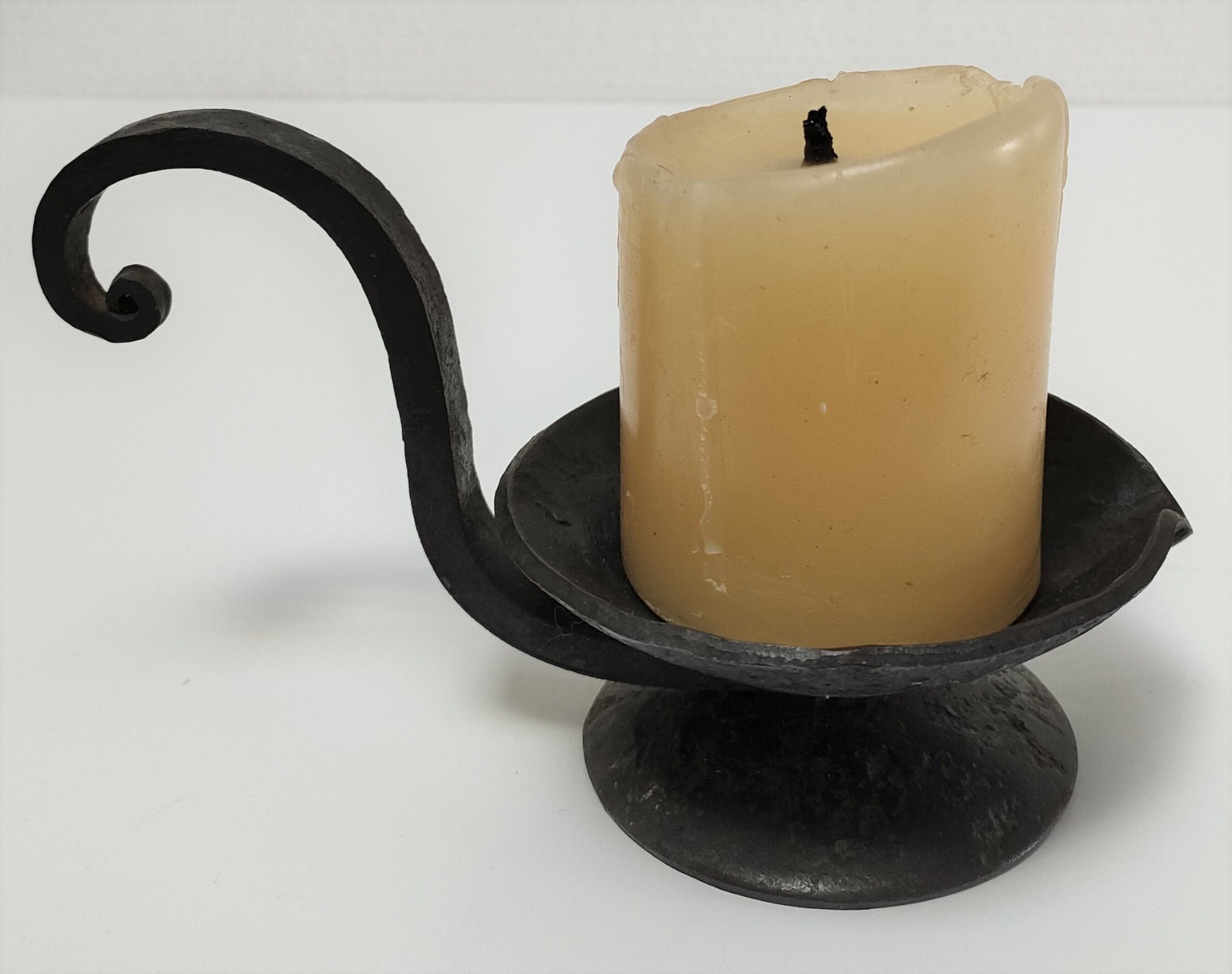 brutalist hand candle holder wrought iron 50s