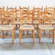 Rustic Friulian chairs with turned legs, set of 12, 1980-1990
