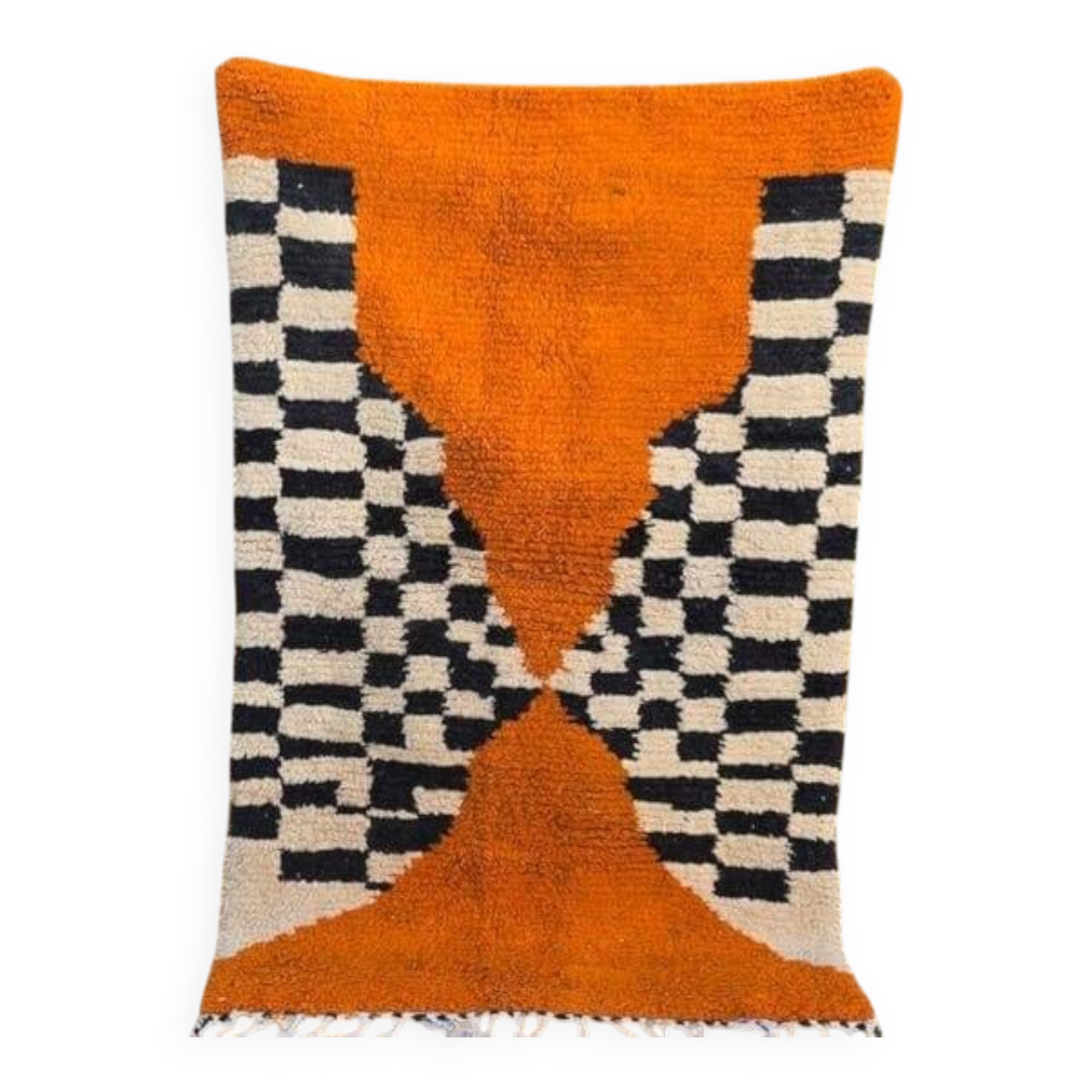 Handmade orange pure wool rug, size 160 x 240 cm