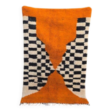 Handmade orange pure wool rug, size 160 x 240 cm