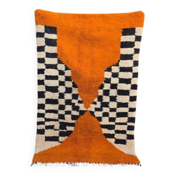 Handmade orange pure wool rug, size 160 x 240 cm