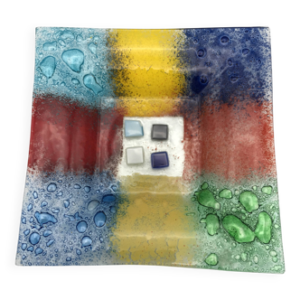Murano art glass pocket tray, color blocks