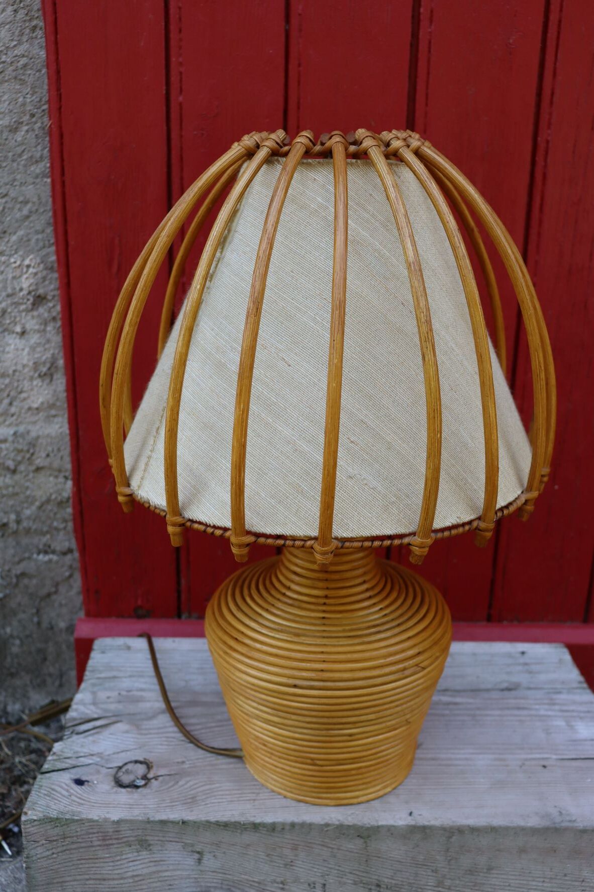 Rattan lamp Louis Sognot