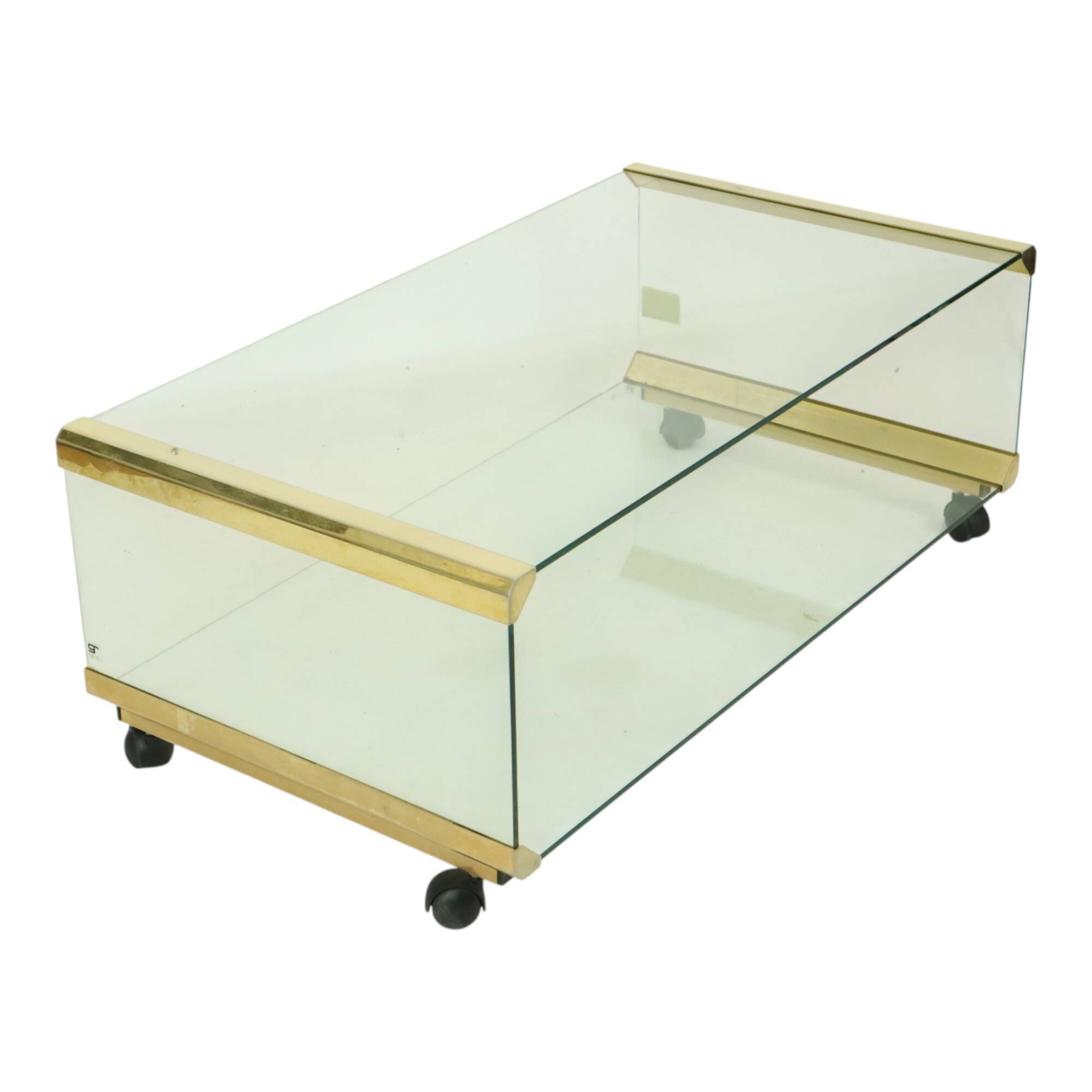 Italian Glass Coffee Table Gallotti & Radice Vintage Design 100cm