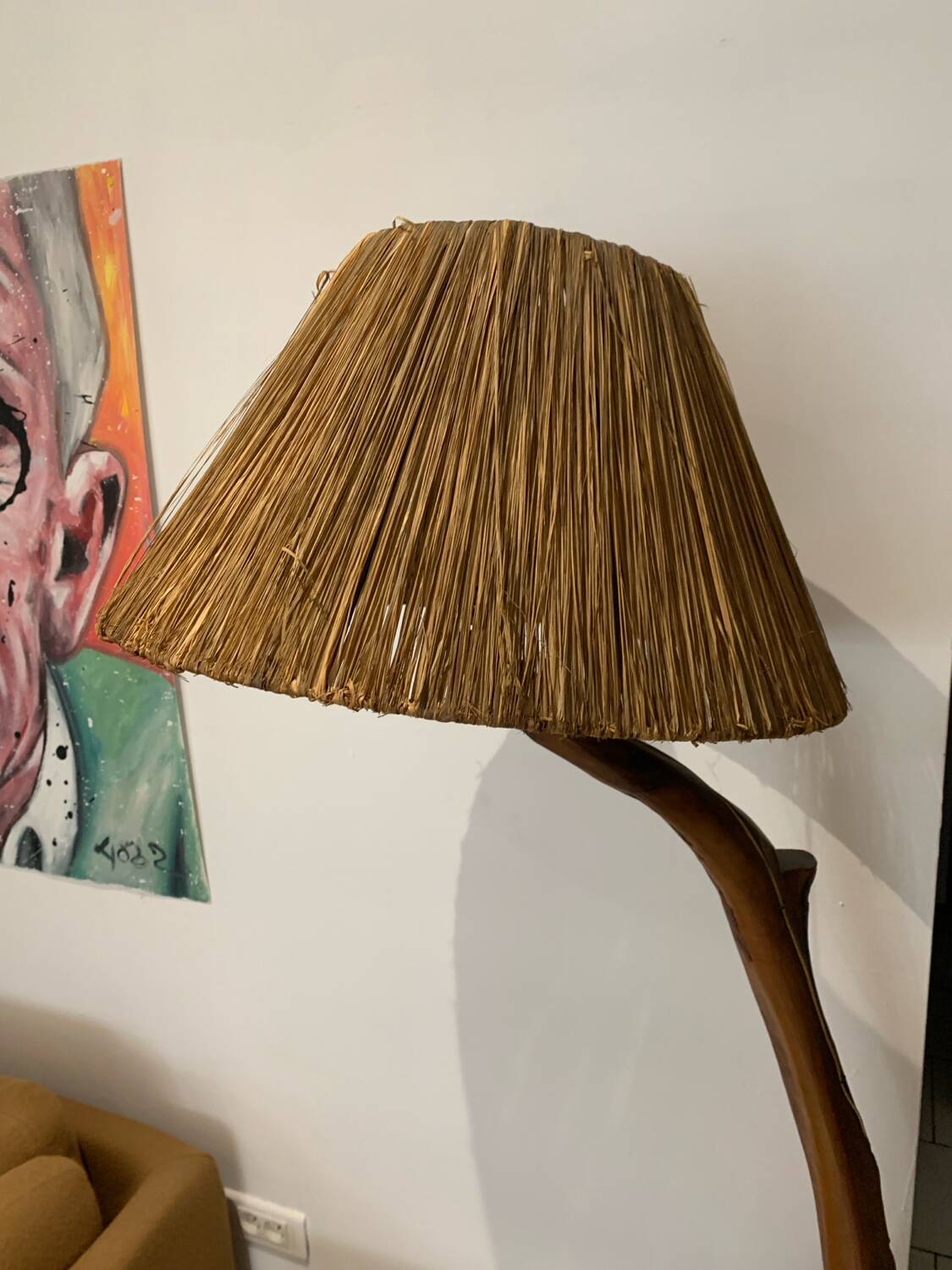 Liseuse Bois Vintage Corde Vallauris circa 1960