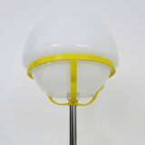 Pair of Space Age table lamps in chromed metal with opaline globe. 1970s